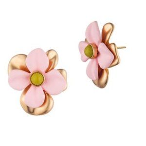 Trina Turk Super Bloom 14K Gold plated Oversized Flower Stud Earrings-PINK